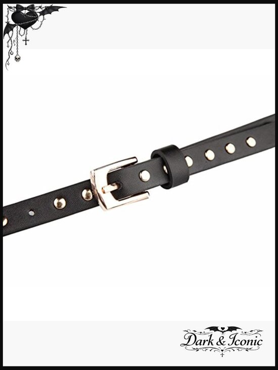 Thin Studded Punk Genuine Leather Double Wrap Belt